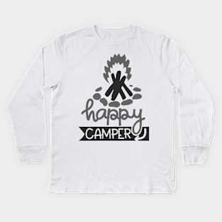 Happy Camper Outdoors Shirt, Hiking Shirt, Adventure Shirt Kids Long Sleeve T-Shirt